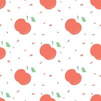 Seamless apple pattern. Colored seamless doodle pattern with red apples vector