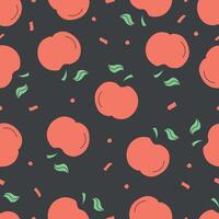 Seamless apple pattern. Colored seamless doodle pattern with red apples vector