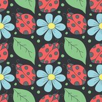 Seamless pattern with ladybugs. Summer ladybugs background vector