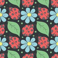 Seamless pattern with ladybugs. Summer ladybugs background vector