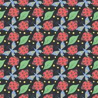 Seamless pattern with ladybugs. Summer ladybugs background vector