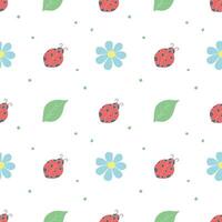 Seamless pattern with ladybugs. Summer ladybugs background vector