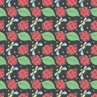 Seamless pattern with ladybugs. Summer ladybugs background vector