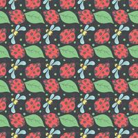 Seamless pattern with ladybugs. Summer ladybugs background vector