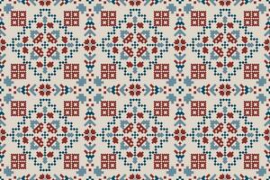Geometric ethnic oriental seamless pattern vector illustration.floral pixel art embroidery on grey background,Aztec style,abstract background.design for texture,fabric,clothing,wrapping,decoration.