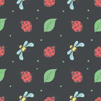 Seamless pattern with ladybugs. Summer ladybugs background vector
