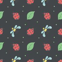 Seamless pattern with ladybugs. Summer ladybugs background vector