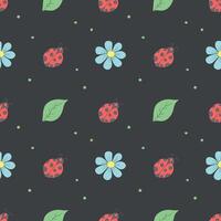 Seamless pattern with ladybugs. Summer ladybugs background vector