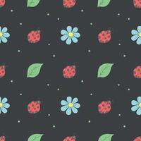 Seamless pattern with ladybugs. Summer ladybugs background vector