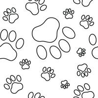 Black paw patterns on a white background vector
