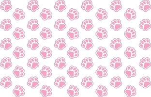 Pink paw pattern on white background vector