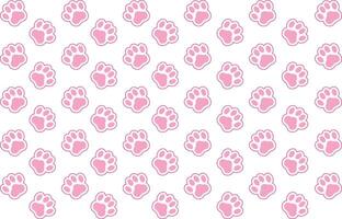 Pink paw pattern on white background vector