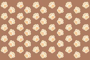 Light brown paw pattern on a dark brown background vector