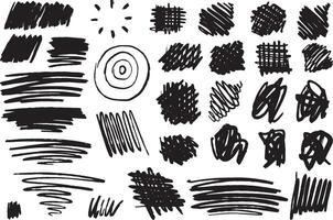 Black and white marker abstract with black lines and shapes on a white background vector