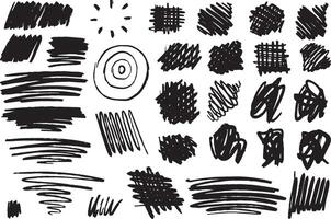 Black and white marker abstract with black lines and shapes on a white background vector