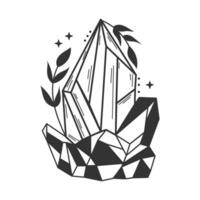 Crystal icon with branches and stars, illustration isolated on white background. vector