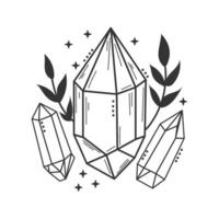 Crystal icon with branches and stars, illustration isolated on white background. vector