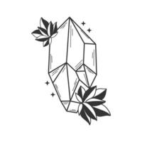 Crystal icon with branches and stars, illustration isolated on white background. vector