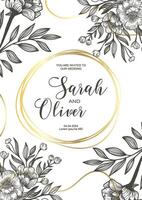 Floral wedding invitation. Floral design with gold vector