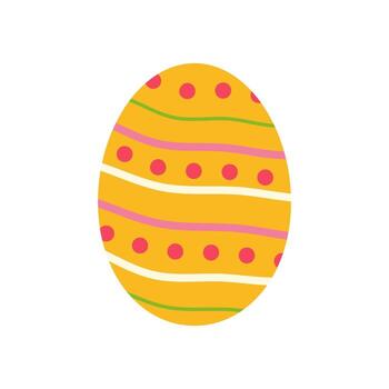 Easter egg with lines and dots. Colorful Vector illustration for easter day with decoration pattern on isolated background