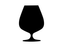 Black Icon of Wine Glass. Vector illustration cognac glass for menu and bottle design