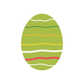Easter egg with lines. Colorful Vector illustration for easter day with decoration pattern on isolated background