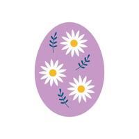 Easter egg with flowers for easter day. Colorful vector illustration on isolated background