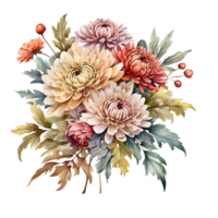 ai generado acuarela flor ramo de flores png