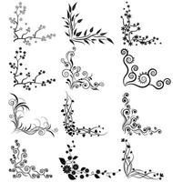 Vector set of floral corners