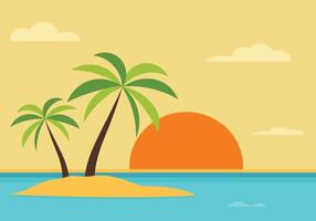 Island with palms, vector illustration