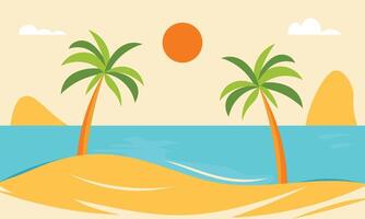 verano paisaje ilustración. playa con palmas vector