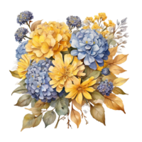 ai generado acuarela flor ramo de flores png