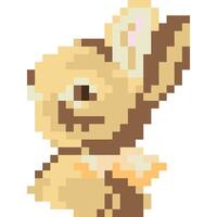 Rabbit cartoon icon in pixel style vector