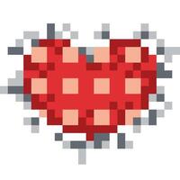 Heart cartoon icon in pixel style vector