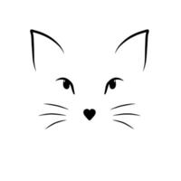 gato cara negro línea dibujo gráfico ilustración diseño elemento vector