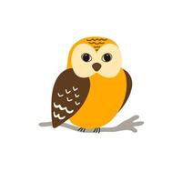 Brown owl cartoon sitting on a branch vector