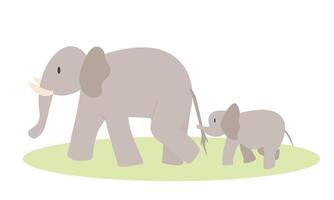 Mother elephant and the baby graphic vector illustration