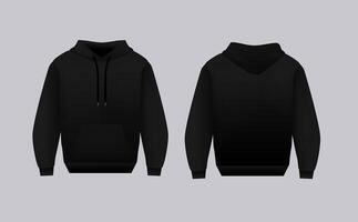 Blank black hoodie template. Long sleeve sweatshirts template with clipping path, gosh for printing. vector