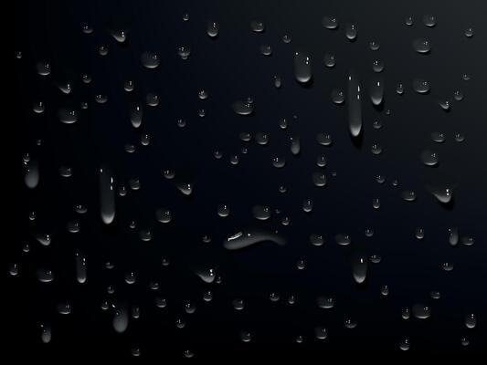 Vector set of realistic water drops Rain or Steam Through Glass