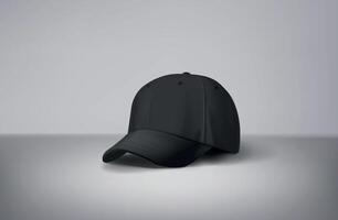 Black and white baseball caps mock up in gray background, front and back or different sides. For branding and advertising. vector