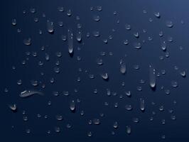 Vector set of realistic water drops Rain or Steam Through Glass