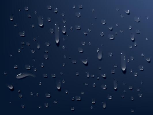 Vector set of realistic water drops Rain or Steam Through Glass
