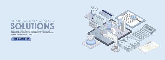 finance data analysis isometric template vector