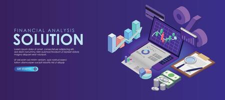 Financial Analysis Isometric Concept vector