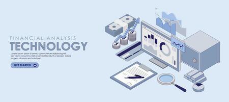 Data analysis finance isometric vector