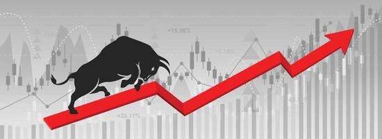 bullrun line chart gredient background vector