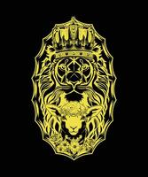 Lion and lamb in gold and black design, symbolizing peace and strength vector