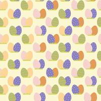 Pattern for easter, eggs on lawn grass. Easter eggs for hunting in pastel gentle colors. vector