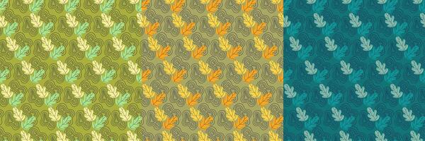 Seasonal pattern colorful leavs background. Oak leaf floating on the surface of water. vector