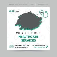 Healthcare banner or square flyer for social media post template vector